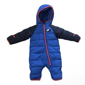 Nike Royal Blue & Navy Infant Puffer Bunting with Red Trim